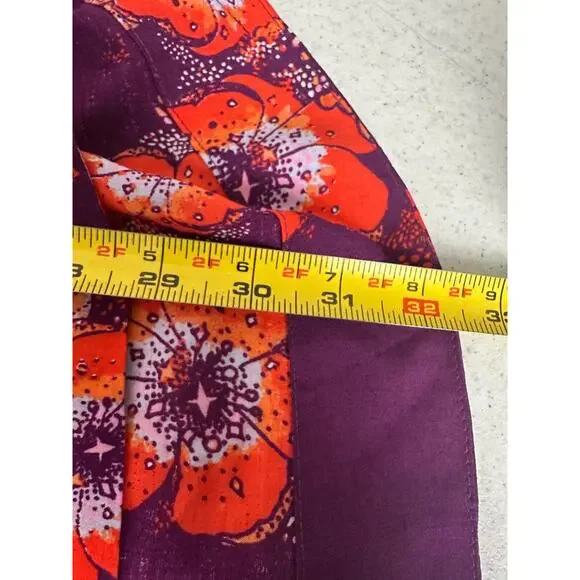Free People SZ M Tuscan Dreams Tunic Floral Printed Blouse Plum Purple Boho C11 - Picture 8 of 8